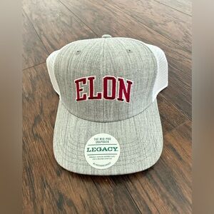 NCAA Heather Gray/White Elon Phoenix Arch Trucker Snapback Hat